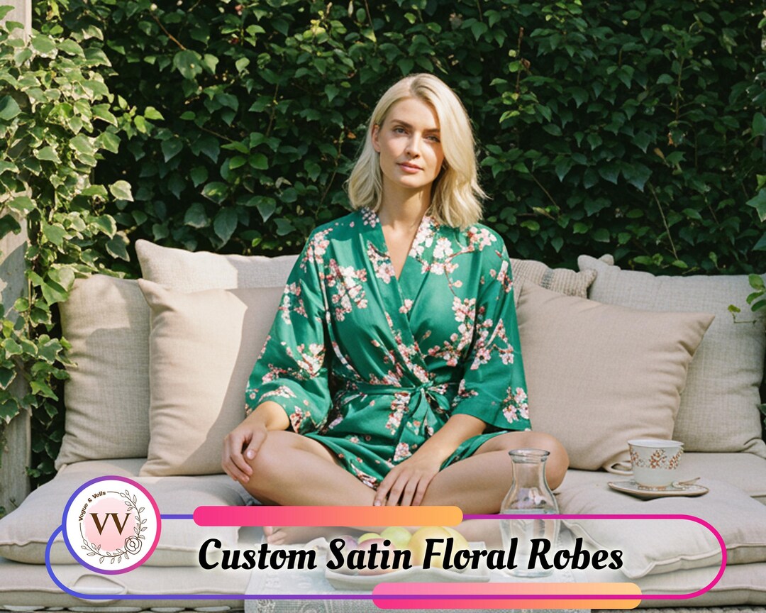 Customized Robe Customized Satin Floral Robe for Women | Custom Name & Logo Bridal ...