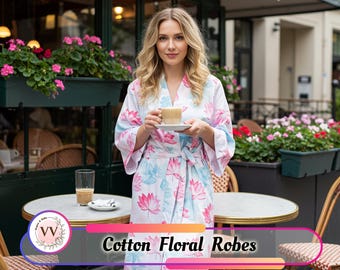 Dames rayon gebloemde badjas | Cadeau bruidsmeisje | Lichtgewicht zomerjas | Bruidsjurk | Kimonobadjas van rayon voor bruid | Huwelijkscadeaus