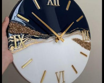 Reloj de pared de resina de geoda de lujo • Arte epoxi hecho a mano, colores personalizados