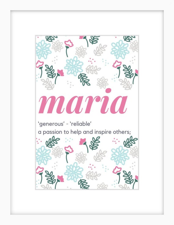 Maria Name Meaning Poster Printable Customizable Digital Etsy