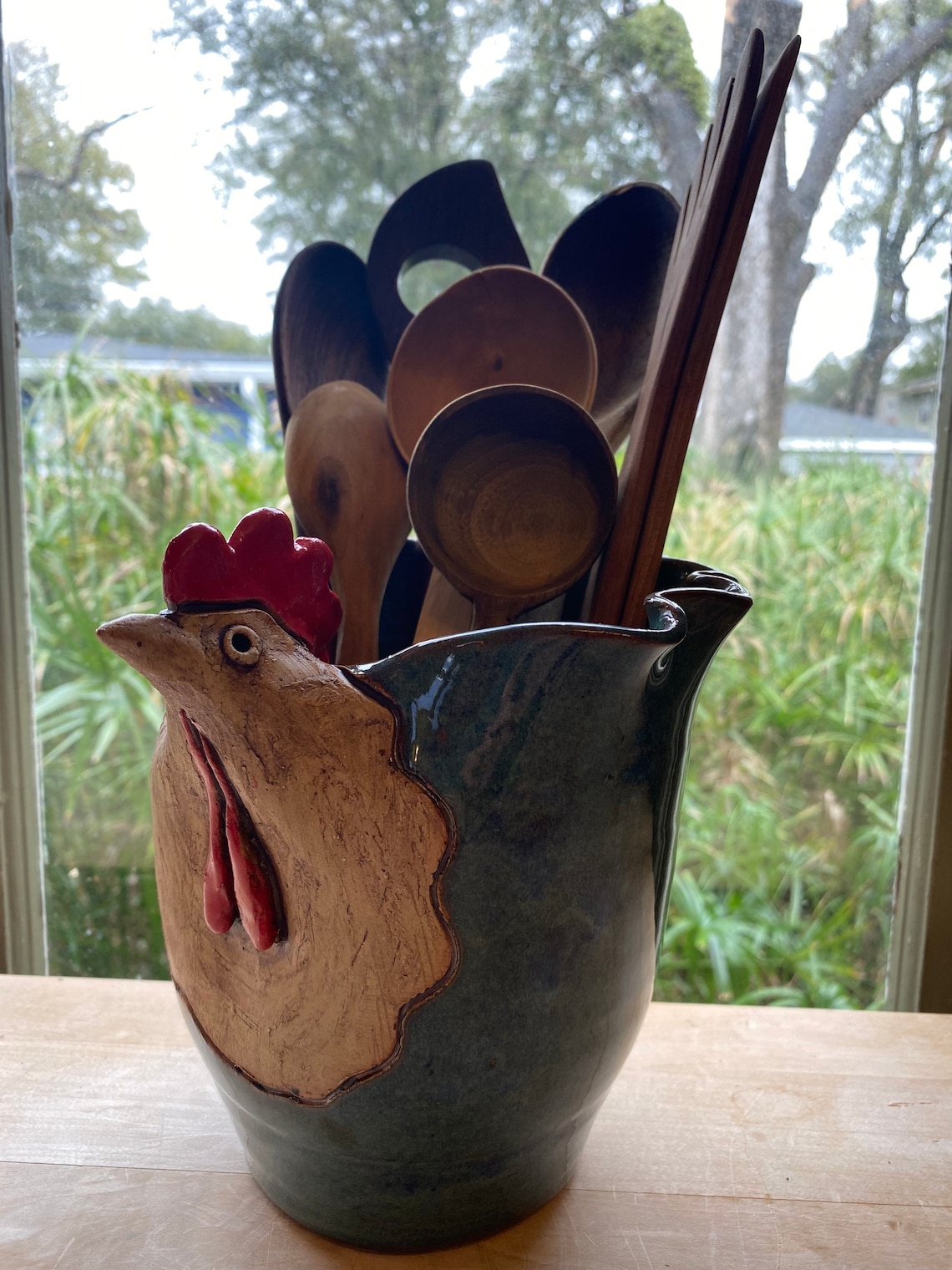 Rooster utensil holder/ chicken utensil holder/ utensil Etsy