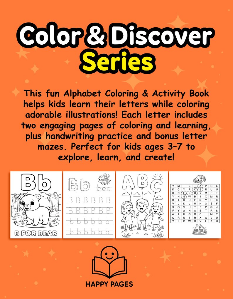 Alphabet Coloring & Educational Book for Kids | Printable PDF | 60 ...