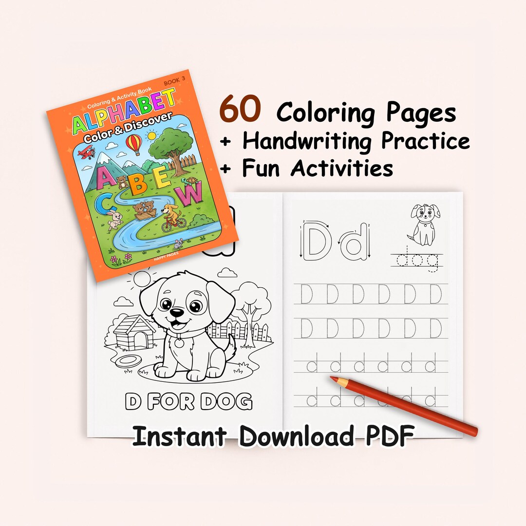 Alphabet Coloring & Educational Book for Kids | Printable PDF | 60 ...