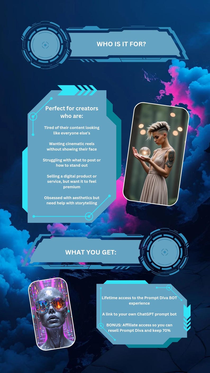 Prompt Diva Bot: Cinematic AI Image & Animation Prompts - Etsy