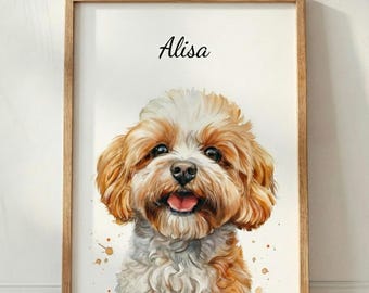Custom Watercolor Pet Portrait, Personalized Dog or Cat Painting