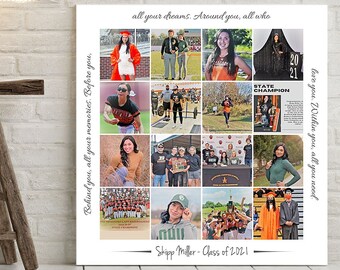 Personalized Photo Collage Canvas, High School Graduation Gift, College Graduation, Graduation Gift, Gift for Graduate, Photos on Canvas