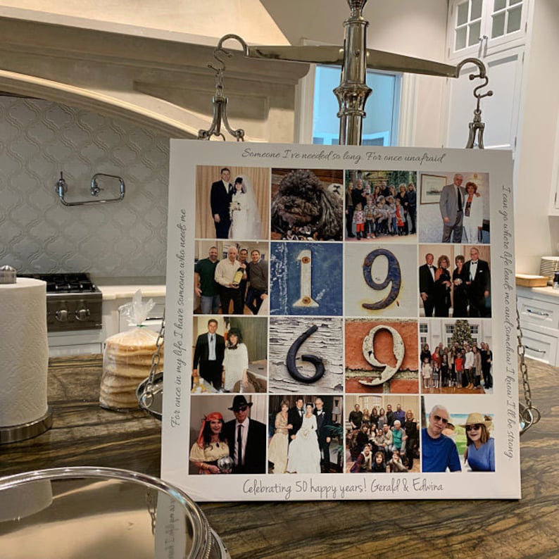 50th Anniversary Gift for Parents, Gift for 50th Anniversary, 50th Wedding Anniversary, Canvas Photo Collage, Anniversary Gift for Mom & Dad image 3