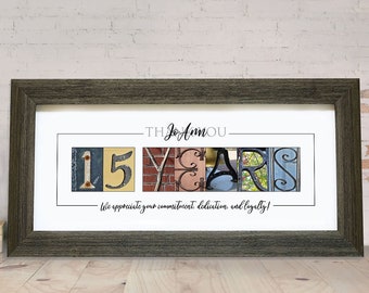 Personalized 15 Year Work Anniversary Gift, Employee Recognition Award