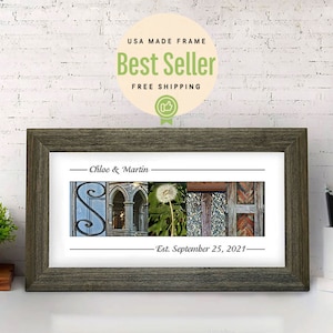 Unique Wedding Gift Idea, Framed Last Name Gift, Alphabet Photography, Personalized Wedding Gift, Gift for Her, Last Name Sign