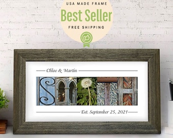UNIQUE WEDDING GIFT Idea, Framed Last Name Gift, Alphabet Photography, Personalized Wedding Gift, Gift for Her, Last Name Sign