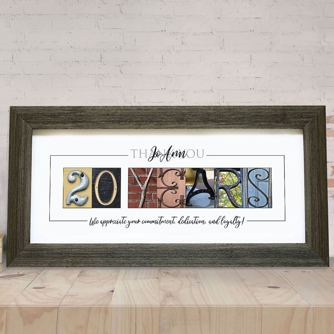 Personalized Work Anniversary Gift, 20 Years of Service, Employee ...