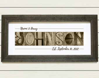 Paper Anniversary Gift, 1st Year Anniversary Gift, Last Name Print, Paper Anniversary Gift for Him, Anniversary Gift for Her, Unframed Print