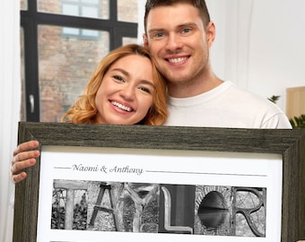 Personalized Last Name Sign for Couples | Unique Christmas Gift Idea | Custom Wall Decor | Gift for Her | Framed Family Name Wall Art