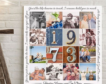 50th Anniversary Gift for Parents Gift for 50th Anniversary 50th Wedding Anniversary Canvas Photo Collage Anniversary Gift for Mom Dad 1973