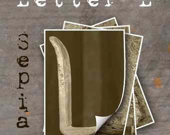 LETTER L Alphabet Photography LETTERS - Sepia Alphabet Photos