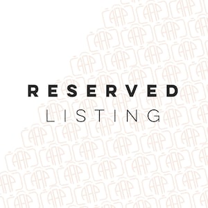 May include: A white background with the text "RESERVED LISTING" in black letters. The background is a pattern of repeating "AAA" monograms in a light pink color.