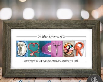 Personalized Thank You Gift For Doctor, Custom Doctor Gift, Doctor Retirement Sign, Doctor Graduation Gift, Medical Alphabet Photography