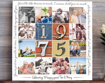 50th Anniversary Gift for Parents, Gift for 50th Anniversary, 50th Wedding Anniversary, Canvas Photo Collage, Anniversary Gift for Mom & Dad