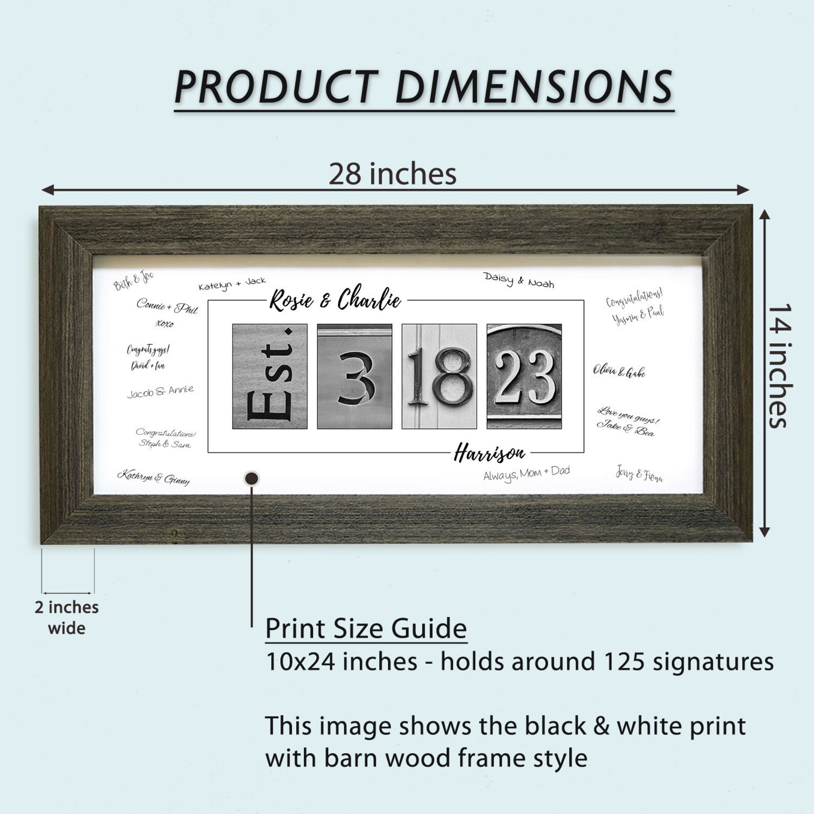 Personalized Wedding Date Guest Book Alternative: Framed Established ...