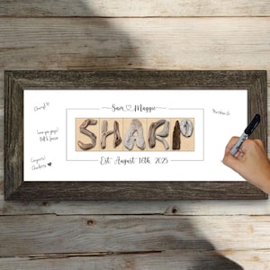 Personalized Beach Wedding Guest Book Alternative: Framed Last Name Art