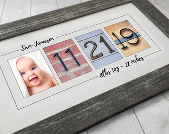 Christmas Gift Idea for New Grandma, Framed Baby Stats Wall Decor for Grandparents Gift