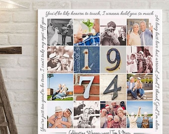 50th Anniversary Gift for Parents Gift for 50th Anniversary 50th Wedding Anniversary Canvas Photo Collage Anniversary Gift for Mom Dad 1973