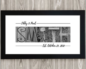 Last Name Sign Alphabet Photography, Unframed Last Name Print, Personalized Wedding Gift, Gift for Couples, Anniversary Gift, Alphabet Art