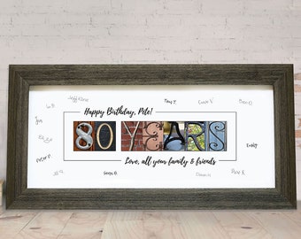 80th Birthday Gift for Women & Men, 80th Birthday Gift, Mom 80th Birthday Gift, 80th Birthday Guest Book, 80th Birthday Decor, Free Shipping