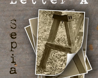 LETTER A Alphabet Photography LETTERS - Sepia Alphabet Photos