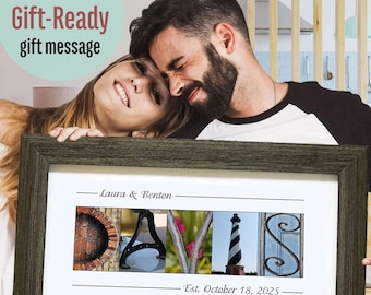 Custom Alphabet Photo Last Name Sign: Personalized Family Name Wall Art