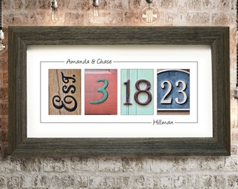 PERSONALIZED WEDDING GIFT for Couples, Anniversary Gift, Wedding Date Sign, Wedding Established Sign, Wedding Gifts for Parents, Wall Art