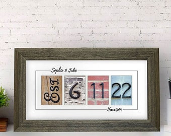 One Year Paper Anniversary Gift, 1st Anniversary Gift, Framed Personalized Wedding Date Print, Wedding Anniversay Gift for Husband or Wife