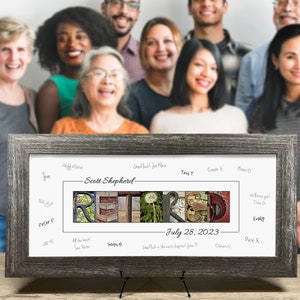 Personalized Retirement Guest Book Print: Framed Alphabet Art