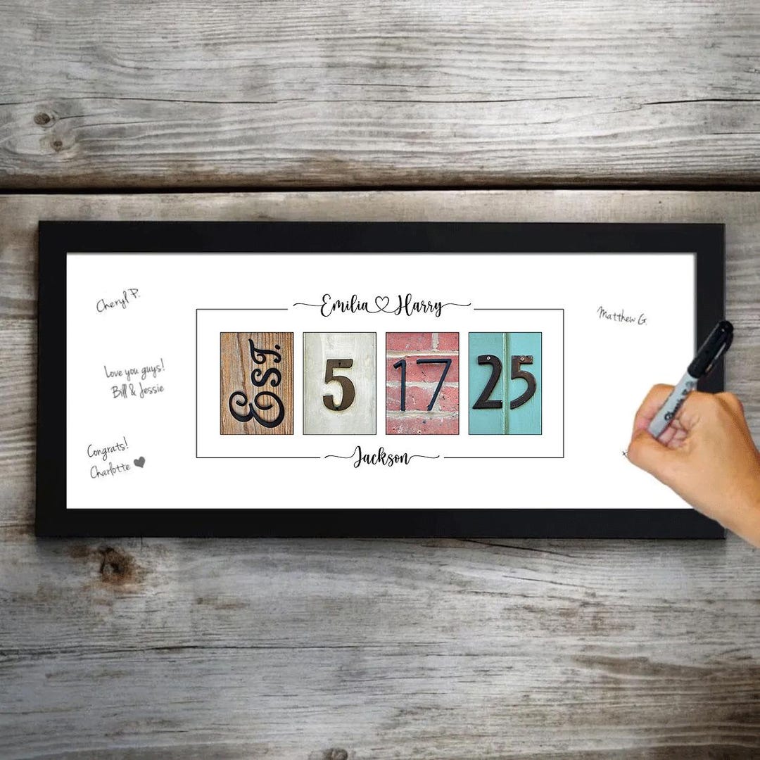 Personalized Wedding Date Guest Book Alternative: Framed Established ...