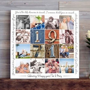 50th Anniversary Gift for Parents, Gift for 50th Anniversary, 50th Wedding Anniversary, Canvas Photo Collage, Anniversary Gift for Mom & Dad image 1