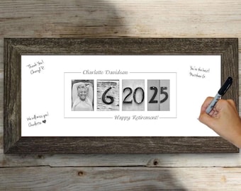 Custom Retirement Photo Guest Book: Framed Signable Print with Pens