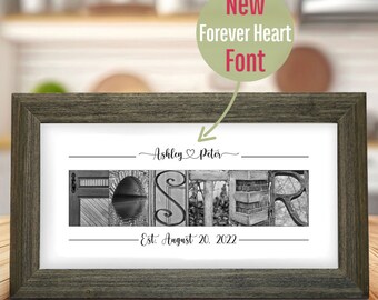 Personalized Paper Anniversary Gift, Custom Last Name Framed Print