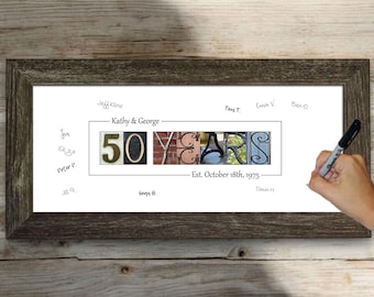 50th Anniversary Guest Book Alternative: Personalized Framed Print