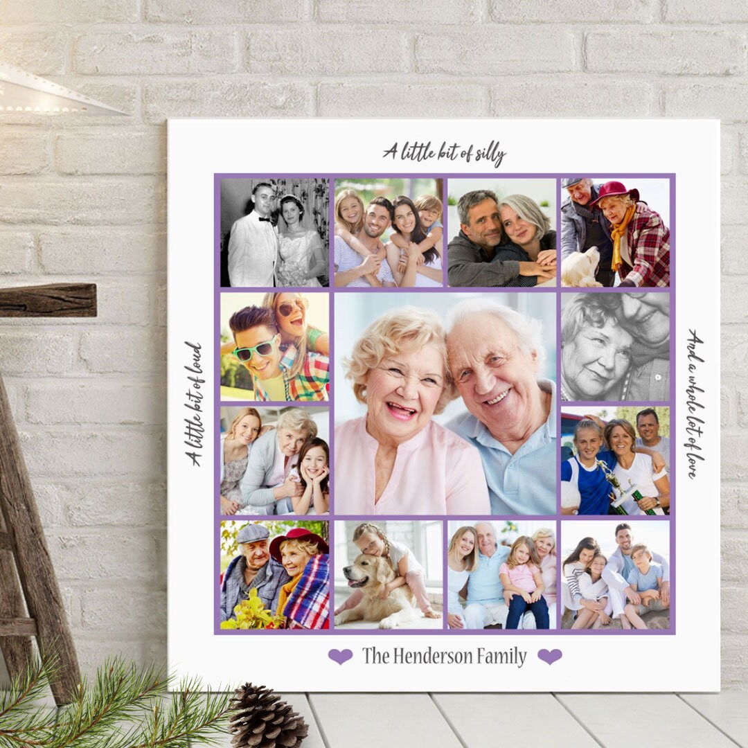 Personalized Family Memories Photo Collage Canvas, Anniversary Gift ...