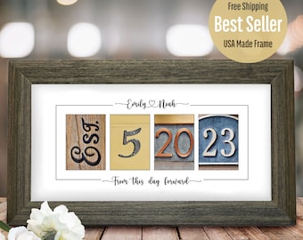 Personalized Wedding Gift for Couple, Unique Wedding Gift for Couple, Wedding Date Gift, Anniversary Gift, Gift for Husband, Gift for Wife