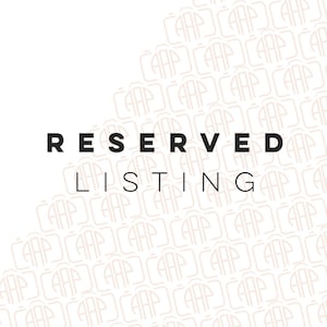 May include: White background with a repeating pattern of camera logos in a light brown hue. The words "RESERVED LISTING" are displayed in a bold, black font, indicating a reserved item or listing.