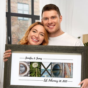 Unique Wedding Gift for Couples, Framed Last Name Sign, Unique Gift Idea for Husband, Anniversary Gift for Wife, Custom Wall Hanging image 1