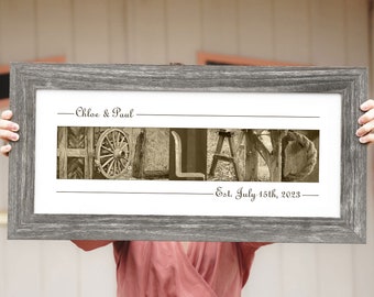 Personalized 1st Anniversary Gift, Alphabet Photography Last Name Sign for Husband or Wife