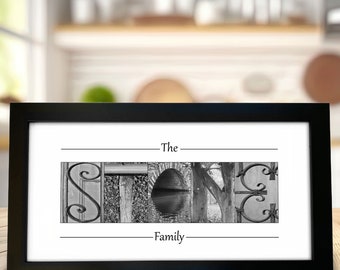 Christmas Gift for Coworker, Unique Gift Idea for Friend, Last Name Wall Decor, Home Office Wall Art, Custom Family Gift for Men and Women