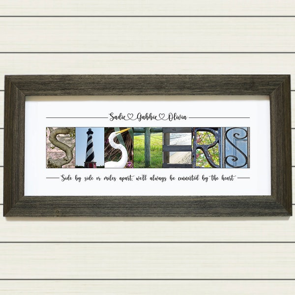 Personalized Gift for Sister | Unique Christmas Gift Idea for Sisters | Xmas Gifts for Sisters | Alphabet Letter Art | Unframed Sisters Gift