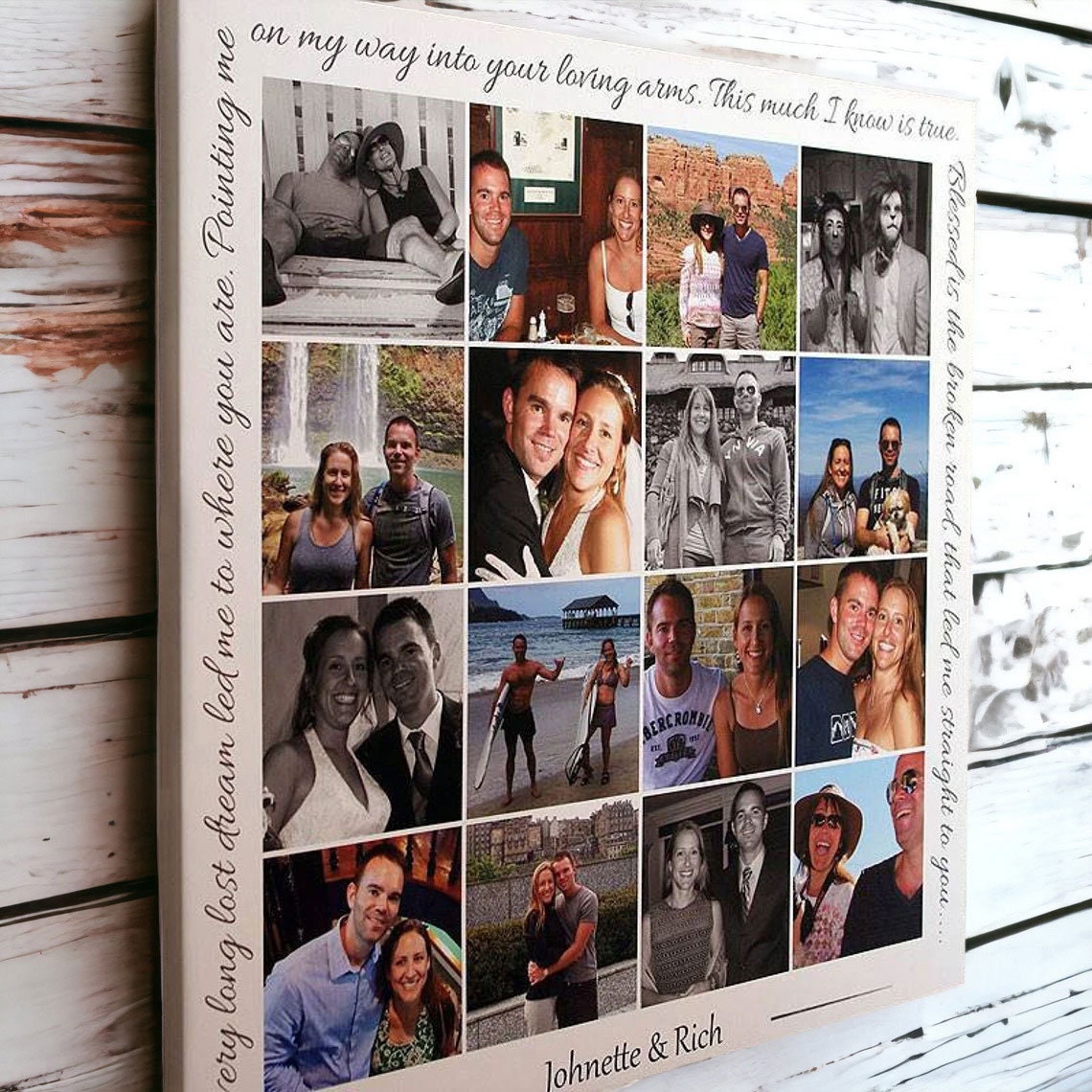 Personalized Photo Collage Canvas Engagement Gift Wedding photo
