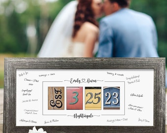 Wedding Guest Book Alternative Idea, Wedding Date Guestbook, Custom Wedding Decor, Rustic Wedding Guest Book, Wedding Table Display Idea