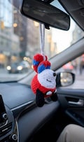 Funny Spider-Man Snoopy Crochet Car Mirror Hanging - Handmade Amigurumi Hero Dog Car Charm - Spidey Decor product logo