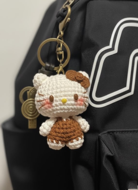 Handmade Crochet Choco Kitty Keychain, Crochet Keychain, Cute Kitty, Crochet Cat, Plushie Keychain, Amigurumi Plush Bag Charm, Gift For Her