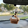 Custom Crochet Cat in Box Car Mirror Charm, Cute Cat in Carton Box Car Accessory, Handmade Kitten Rearview Mirror Hanger, Cat Lover Gift product logo